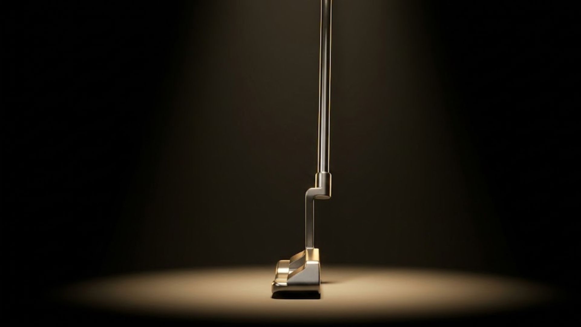 A Scotty Cameron putter lit under a spotlight, the grand prize for the Father's Day putting competition
